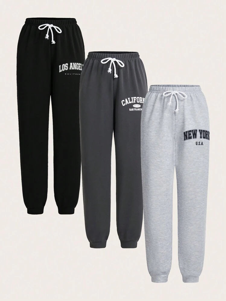 Women's and men's los angeles Thermal Sweatpants, black, grey and White Winter Athleisure Lounge Fleece Jogger Pants,