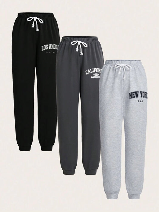 Women's and men's los angeles Thermal Sweatpants, black, grey and White Winter Athleisure Lounge Fleece Jogger Pants,