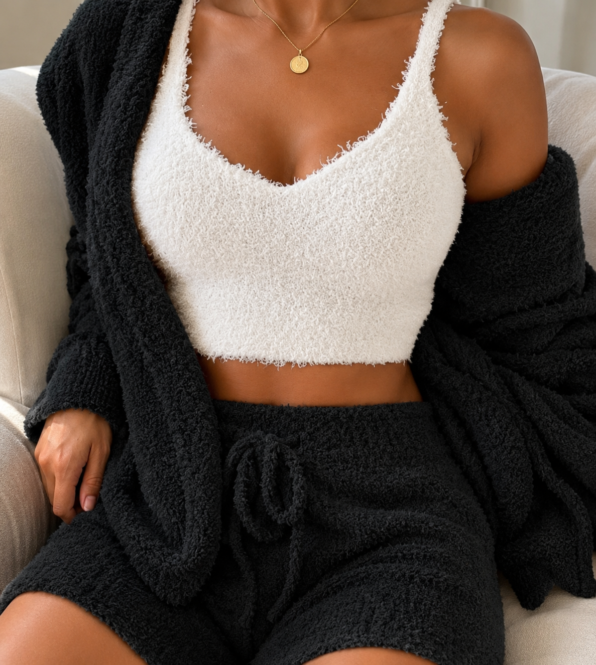3 Pieces Of Fashionable Cozy Ladies Plush Home Clothes