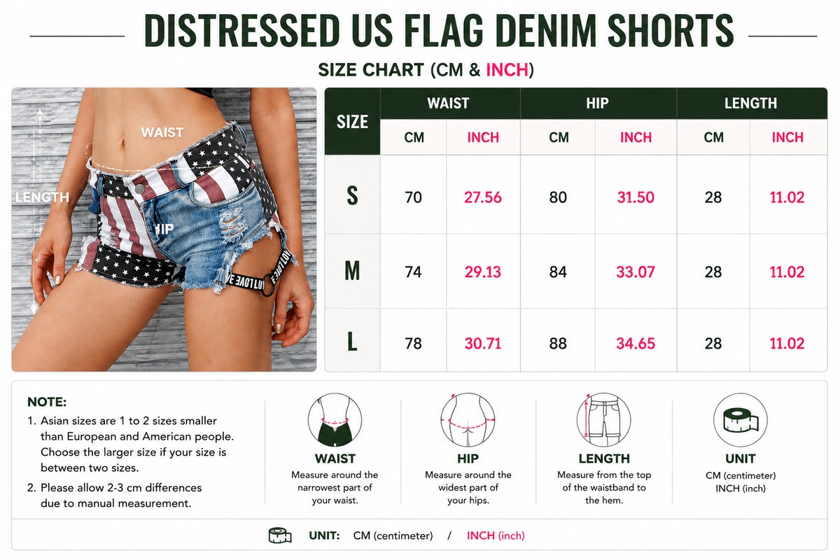 Distressed US Flag Denim Shorts