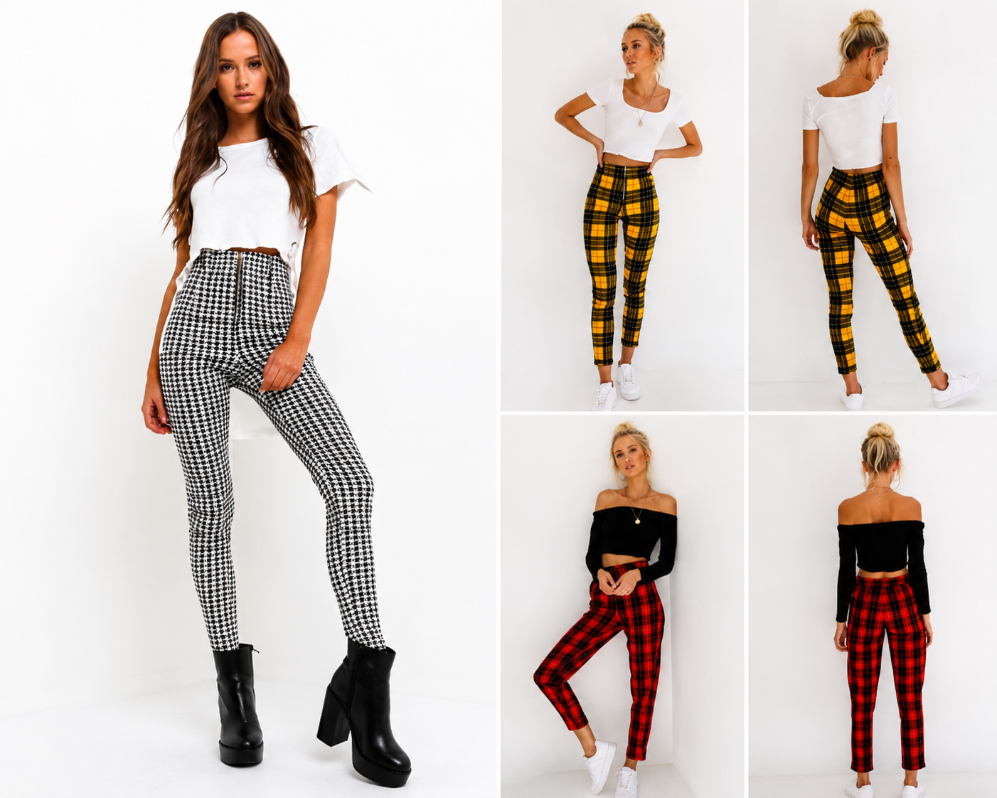 Leggings features a high waist with a center zipper.