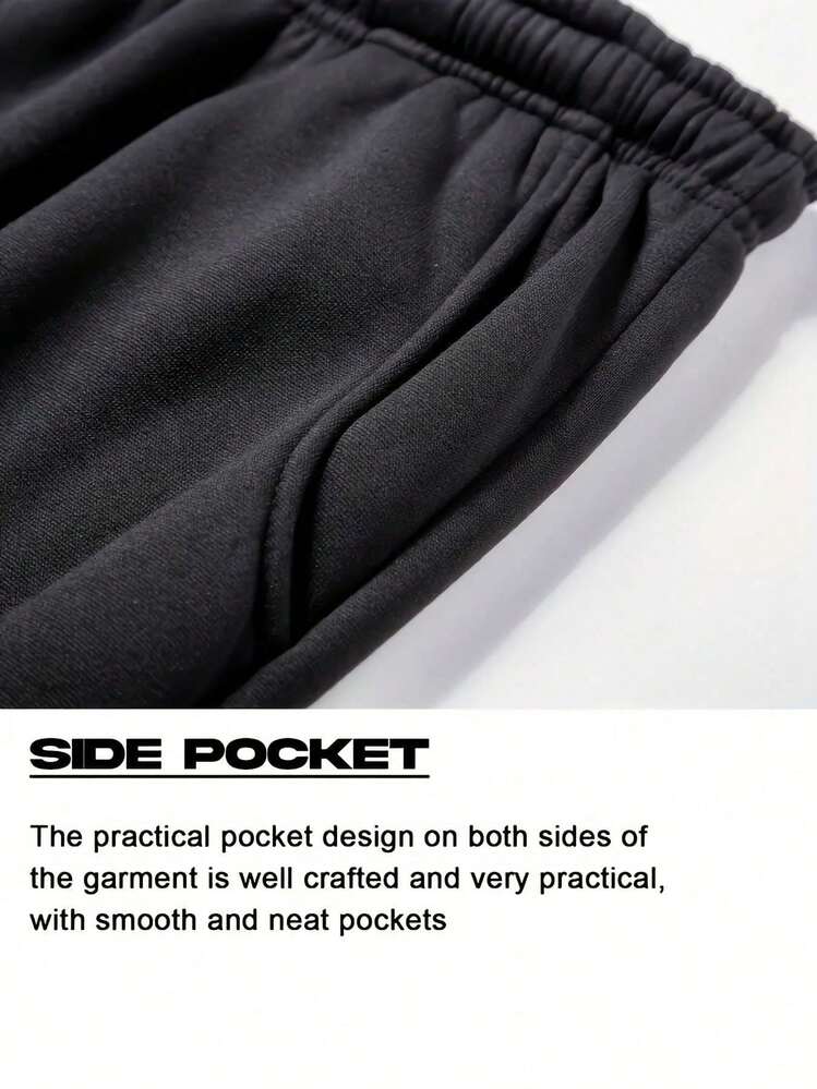Men's Casual Printed Drawstring Sports Pants, 100% Polyester Knit Fabric, los angeles