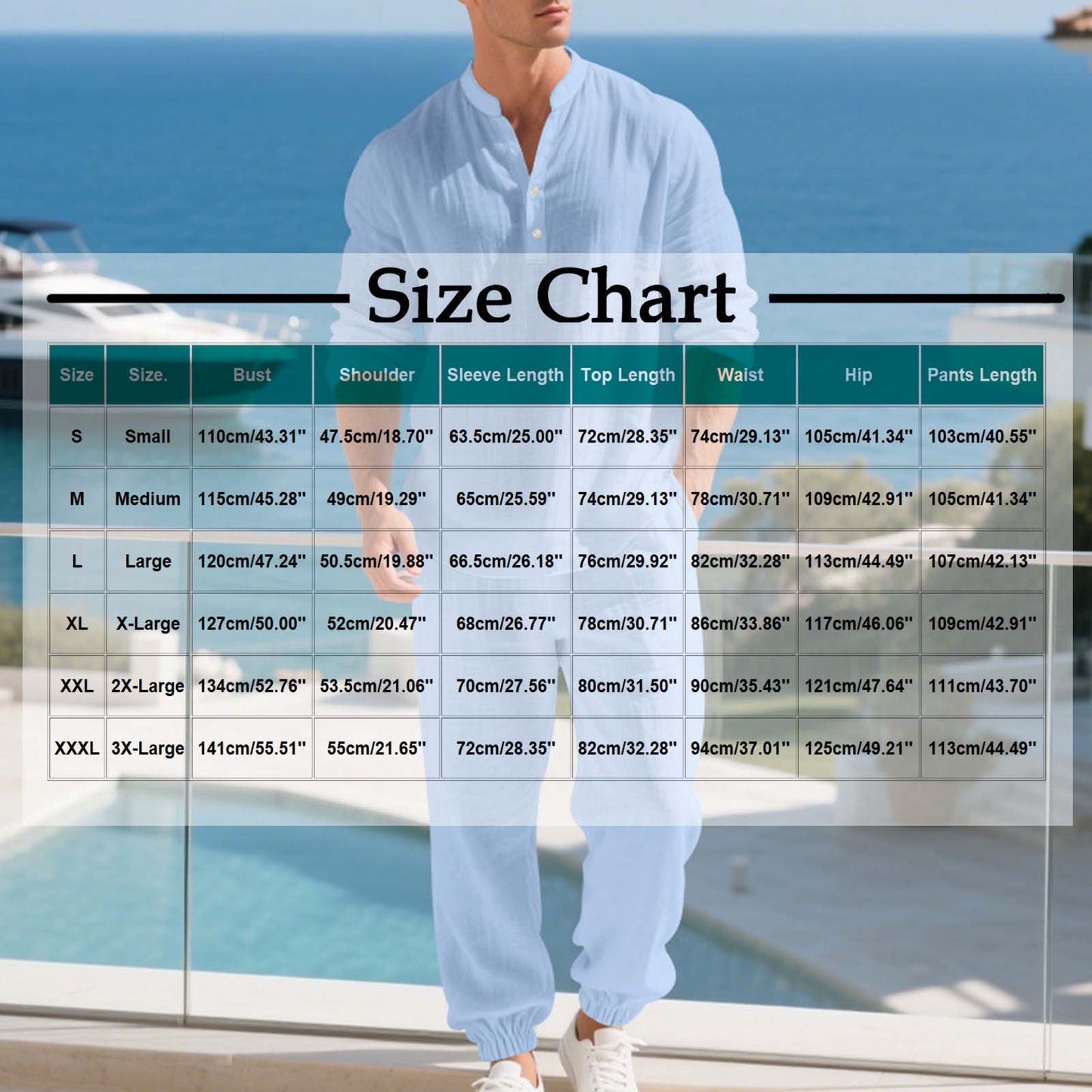 Men's Linen Long-sleeve Pants Set 2-piece