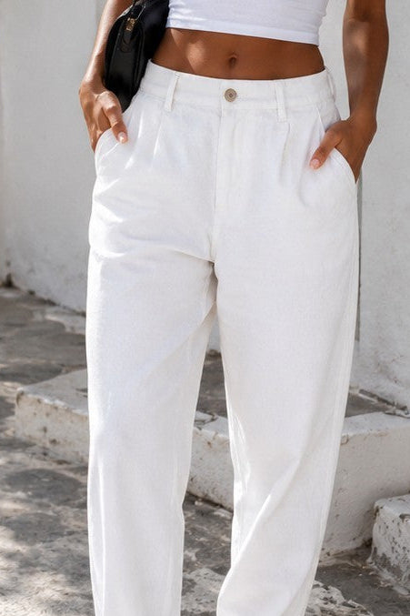 Pure Linen Pants Women's and Men's Loose Casual Cropped Pants