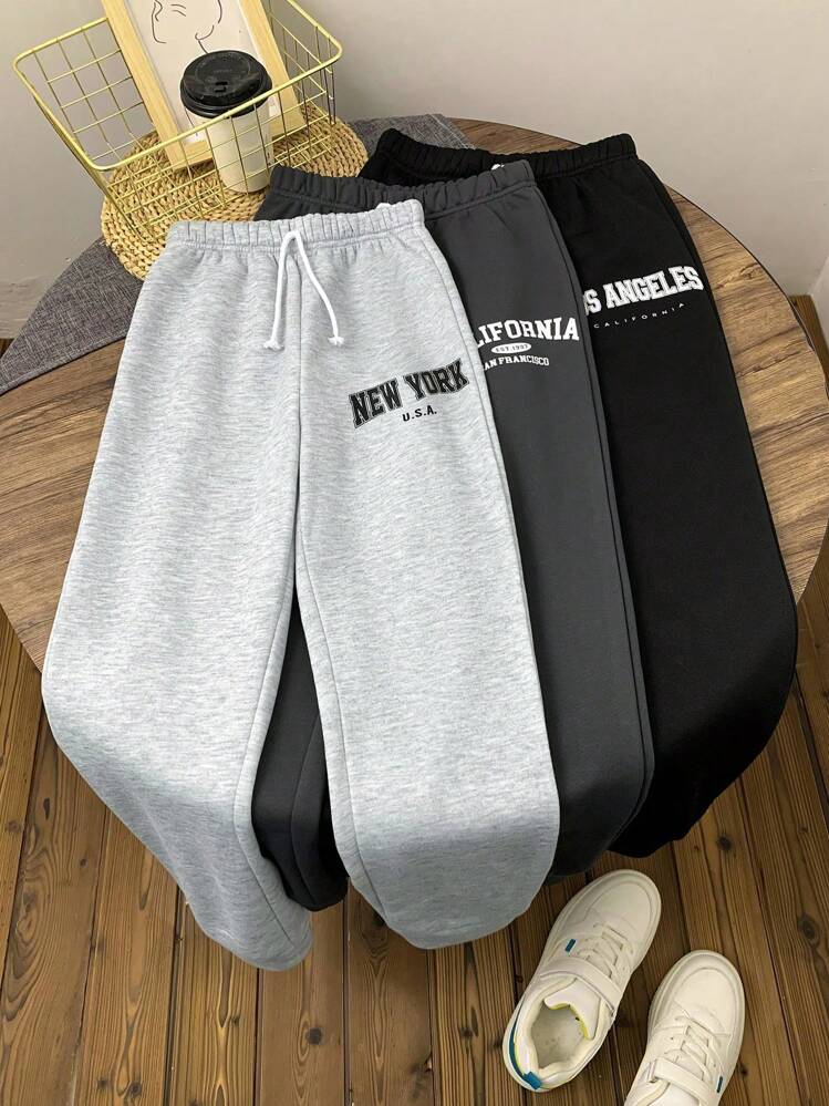 Women's and men's los angeles Thermal Sweatpants, black, grey and White Winter Athleisure Lounge Fleece Jogger Pants,