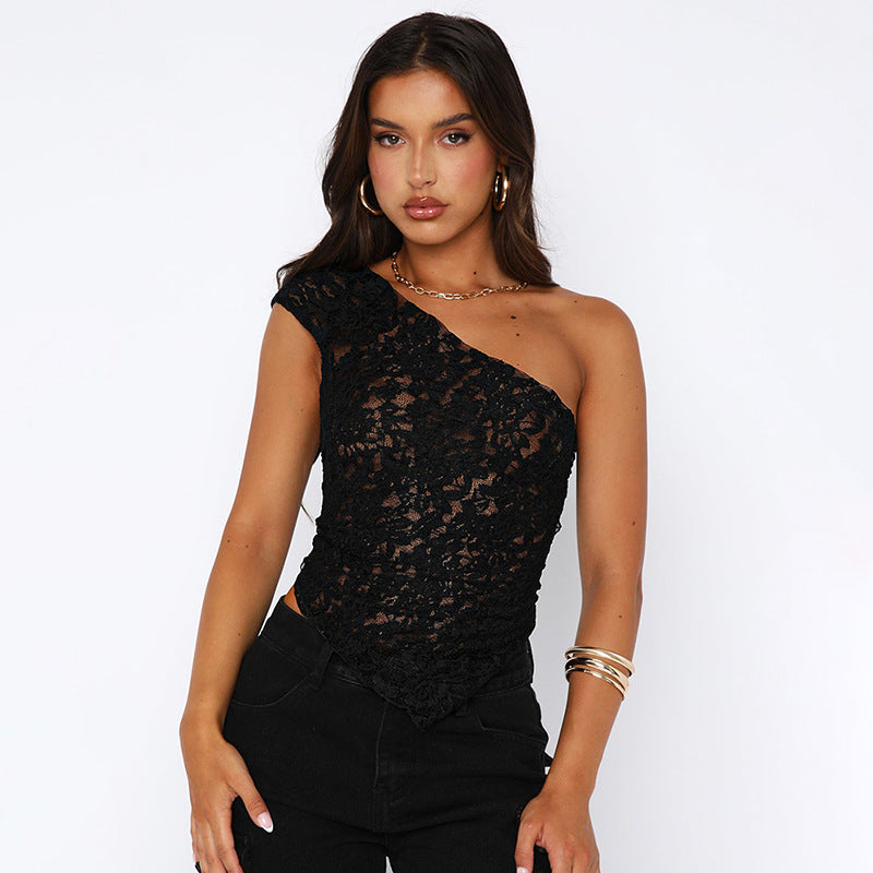 Women’s One Shoulder Lace Top