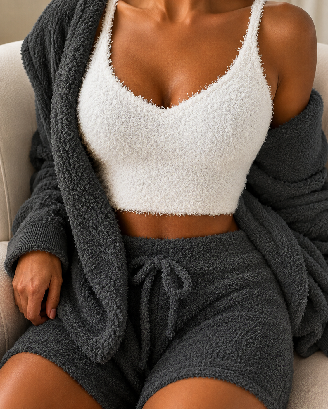 3 Pieces Of Fashionable Cozy Ladies Plush Home Clothes