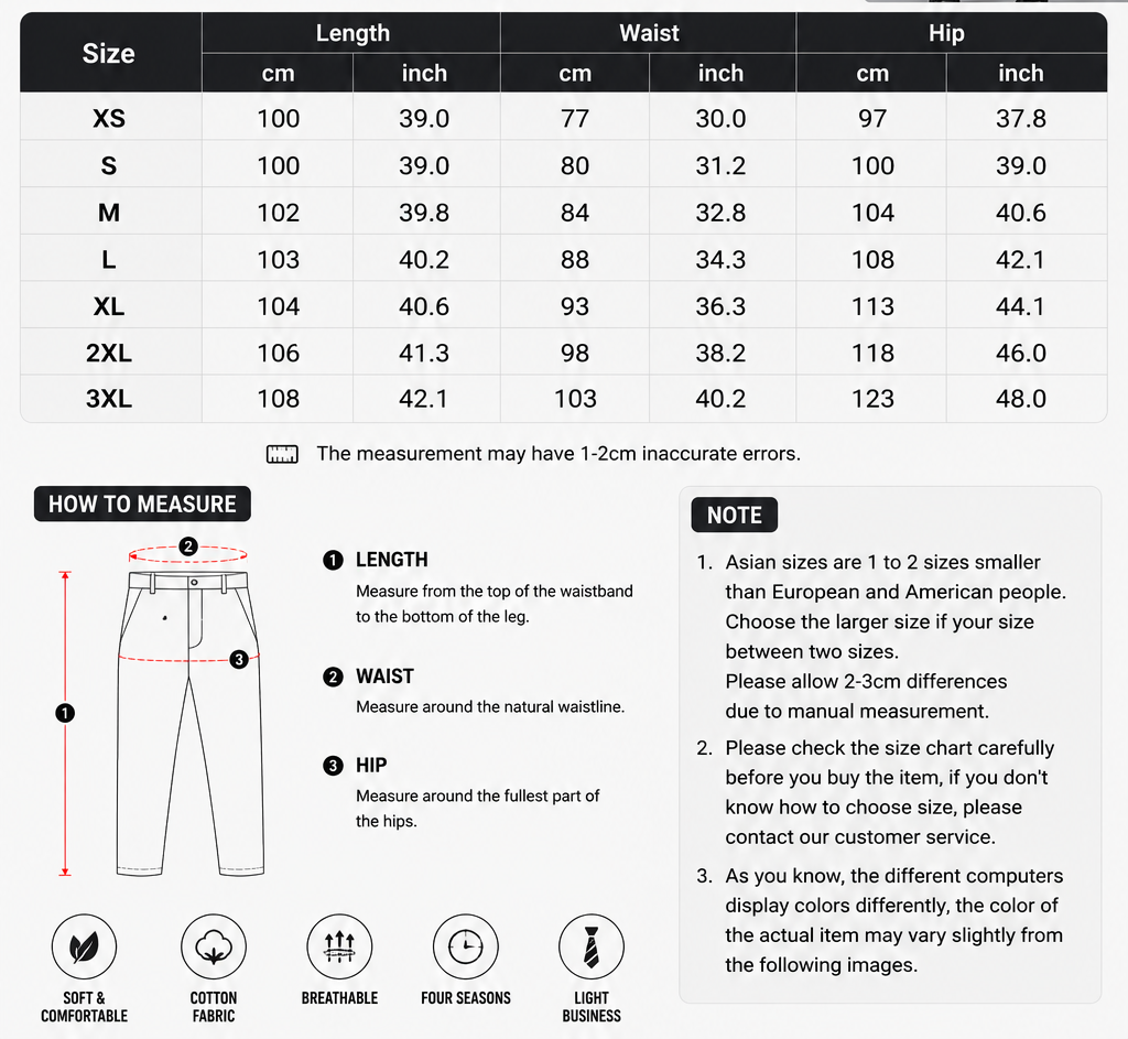 Men's Slim Button Trousers Fashion Solid Office Versatile Long Pencil Pants