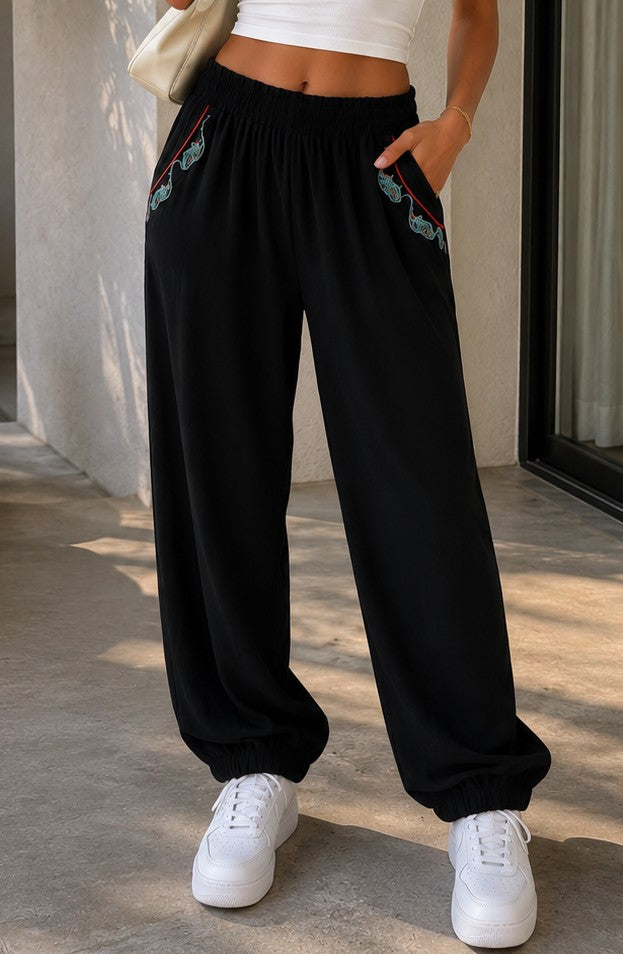 Urban Maple-Womens Cotton Linen Cropped Harem Pants