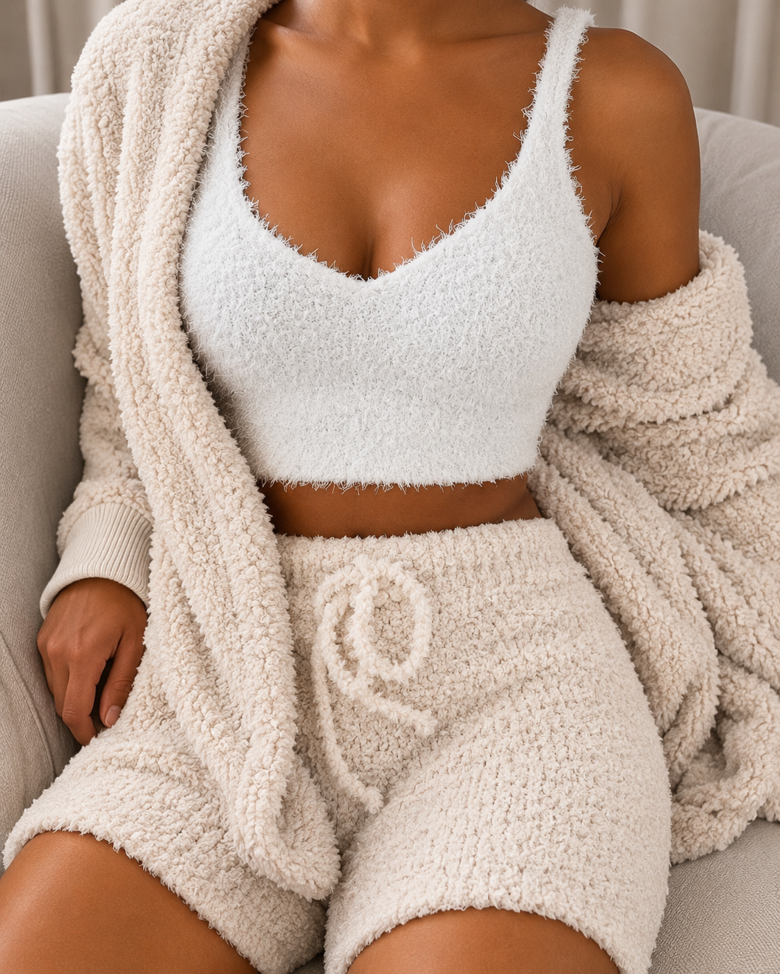 3 Pieces Of Fashionable Cozy Ladies Plush Home Clothes