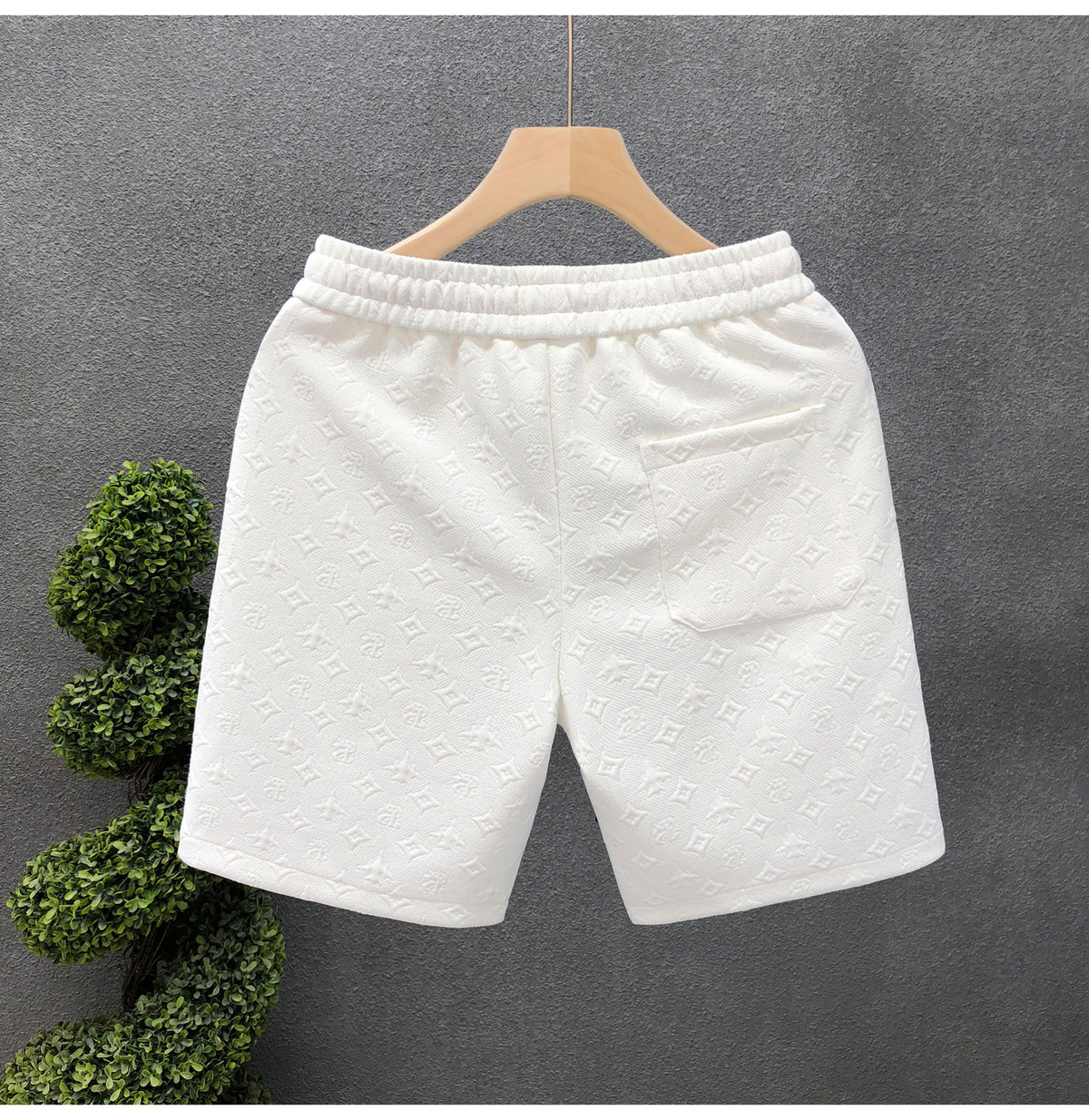 Men's White Jacquard Shorts – Casual Summer Shorts